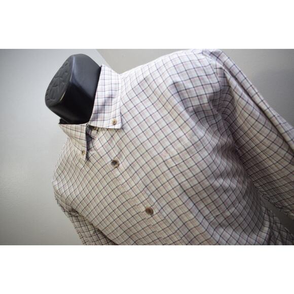 40660 Mens Mountain Khaki Long Sleeve Plaid Button Up Camp Shirt Size Large - Picture 1 of 11
